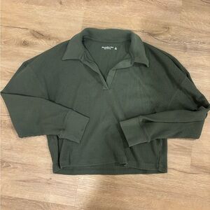 Abercrombie & Fitch Olive Ribbed Collared Shirt